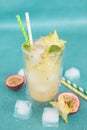Cold cocktail with starfruit Royalty Free Stock Photo