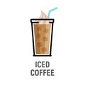 Cold coffee drink flat design icon. Iced coffee cup isolated
