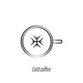 Cold coffee hand draw icon. Element of coffee illustration icon. Signs and symbols can be used for web, logo, mobile app, UI, UX Royalty Free Stock Photo