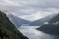 Cold colors Norway fjord panorama cloudy landscape Royalty Free Stock Photo