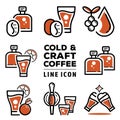 Cold and craft coffee line icon