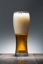 Cold Craft light Beer in a glass. Close up of a pint of beer Royalty Free Stock Photo