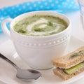 Cold cucumber soup with dill, yogurt and cucumber sandwich