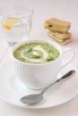 Cold cucumber soup with dill, yogurt and sandwiches