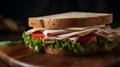 cold cut turkey sandwich on whole wheat with swiss cheese Royalty Free Stock Photo