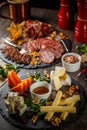 Cold cuts and cheese plate Royalty Free Stock Photo