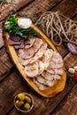 cold cuts - different types of meat Royalty Free Stock Photo