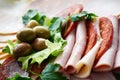 Cold cuts with olives Royalty Free Stock Photo