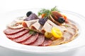 Cold Cuts with Sliced Salami, Beef Tongue, Boiled Pork and Chicken Roll Royalty Free Stock Photo