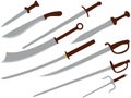 Cold cutting and slashing weapon collection vector illustration Royalty Free Stock Photo