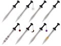 Cold cutting weapon game asset, various styles swords collection vector illustration