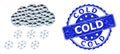 Distress Cold Round Stamp and Fractal Snow Cloud Icon Composition