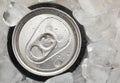 Cold drink in metal can with pull ring Royalty Free Stock Photo
