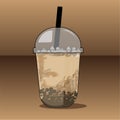 cold drink latte coffee flavor with a combination of chewy boba jelly I vector drinking I vector coffe latte