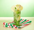 Cold drink with a lemon slice and spearmint Royalty Free Stock Photo