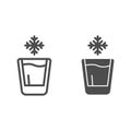 Cold drink line and glyph icon. Iced drink vector illustration isolated on white. Glass of water outline style design