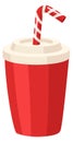 Cold drink takeaway cup with plastic straw cartoon icon Royalty Free Stock Photo