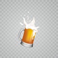 Glass mugs beer.Cold drink with white foam on a checkered background. Royalty Free Stock Photo