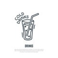Cold drinks line icon. Cocktail symbol.