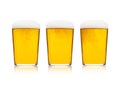 Cold glasses of lager beer with foam and dew Royalty Free Stock Photo