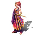 Cold,Elegant,Hot Beautiful Samurai Girl with Swords Royalty Free Stock Photo