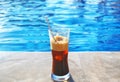 Cold espresso coffee in front of the swimming pool - summer resort Greece