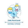 Cold, flu and covid concept icon