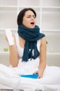 Cold And Flu. Portrait Of Ill Woman Caught Cold, Feeling Sick An Royalty Free Stock Photo