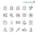 Cold and flu prevention line icons. Editable stroke Royalty Free Stock Photo