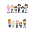 Cold and flu season vector cartoon illustration. Sick family and ill people character isolated on background Royalty Free Stock Photo