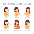 Cold and flu symptoms infographic. Fever and cough Royalty Free Stock Photo