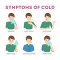 Cold and flu symptoms infographic. Fever and cough Royalty Free Stock Photo