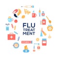 Cold flu treatments concept. Circle frame design.