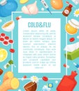 Cold and flue vertical medical banner poster. Remedies treatment therapy