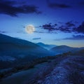 Cold fog in mountains at night Royalty Free Stock Photo
