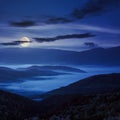 cold fog in the mountains at night Royalty Free Stock Photo