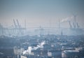 Cold and foggy day in Hamburg, Germany.