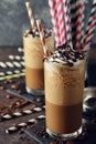 Cold frappe coffee with cream