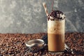 Cold frappe coffee with cream