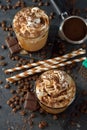 Cold frappe coffee with cream