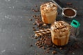 Cold frappe coffee with cream