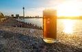 Cold fresh dusseldorfer old beer Altbier at summer sunset Royalty Free Stock Photo