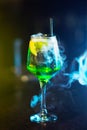 Cold fresh green cocktail with lime and mint Royalty Free Stock Photo