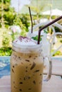 Cold fresh ice capuchino coffee Royalty Free Stock Photo