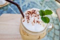 Cold fresh ice capuchino coffee Royalty Free Stock Photo