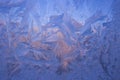 Cold frost patterns on glass Royalty Free Stock Photo