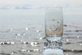 Cold frothy drink in the heat on the beach