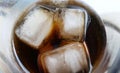 Cold frozen ice cubes with coke drink in the glass Royalty Free Stock Photo