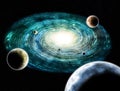 Cold galaxy planet Space illustration. Royalty Free Stock Photo
