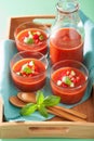 Cold gazpacho tomato soup in glasses Royalty Free Stock Photo